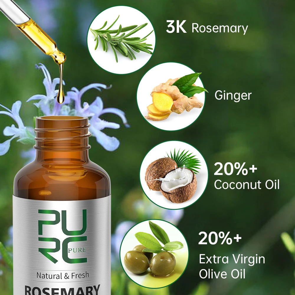 Sérum croissance cheveux naturel Flowza avec huile de coco, huile d'olive extra vierge, gingembre et romarin