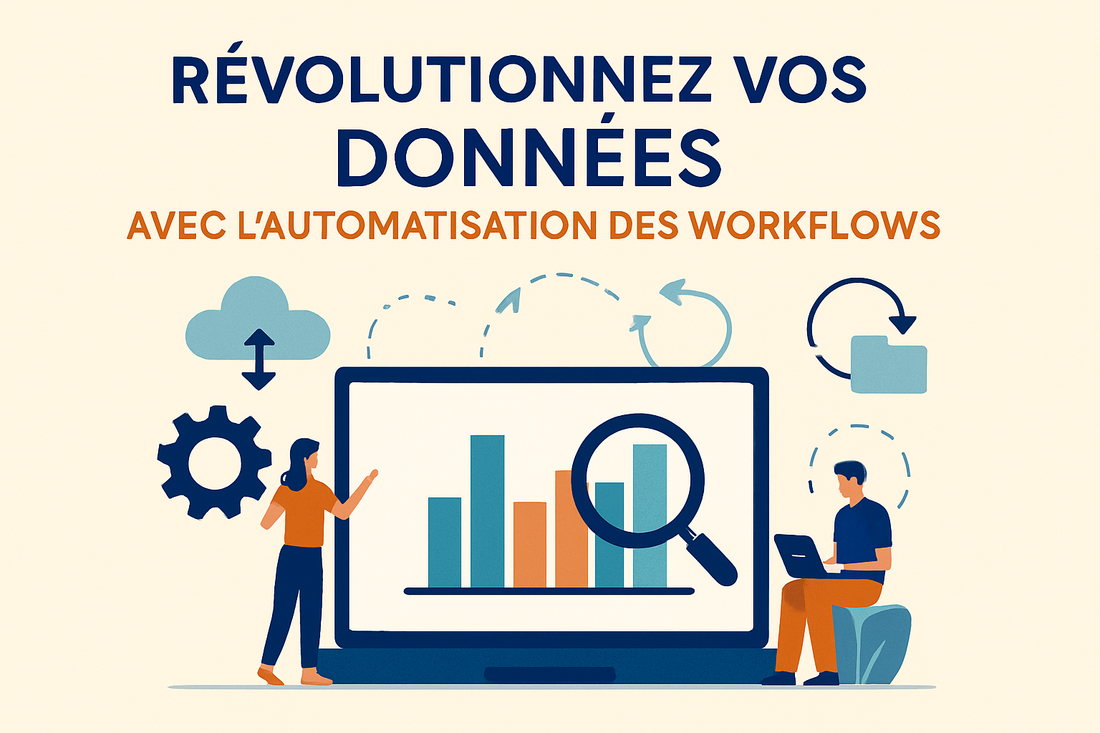 Illustration sur l'automatisation des workflows écologiques avec graphiques et collaboration autour des données