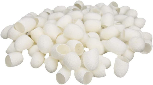 Cocons de soie naturelle visage blancs et texturés pour soin et exfoliation douce de la peau