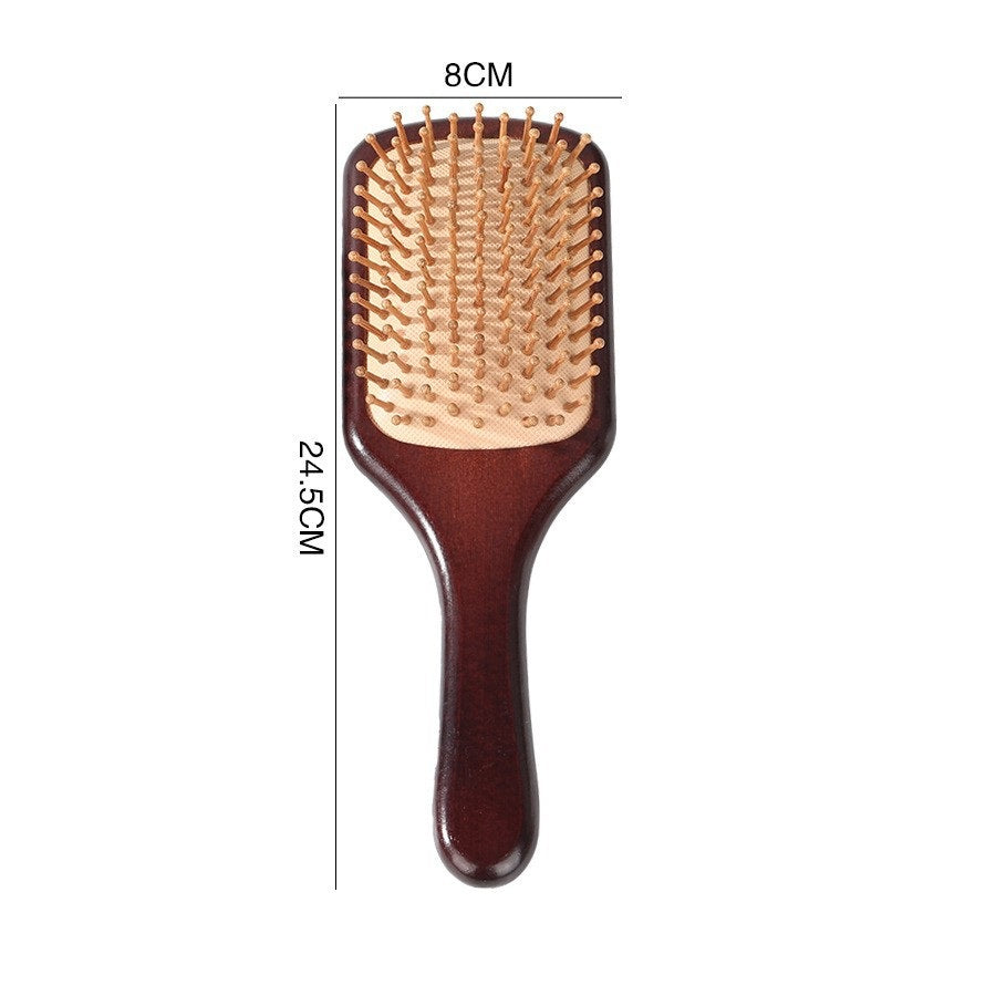 Brosse à cheveux ergonomique 19cm en bois avec picots ronds pour un coiffage doux et efficace