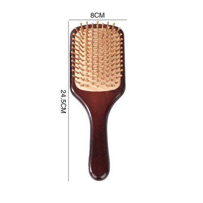 Brosse à cheveux ergonomique 19cm en bois avec picots ronds pour un coiffage doux et efficace