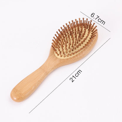Brosse à cheveux ergonomique 19cm en bois avec picots arrondis pour un coiffage doux