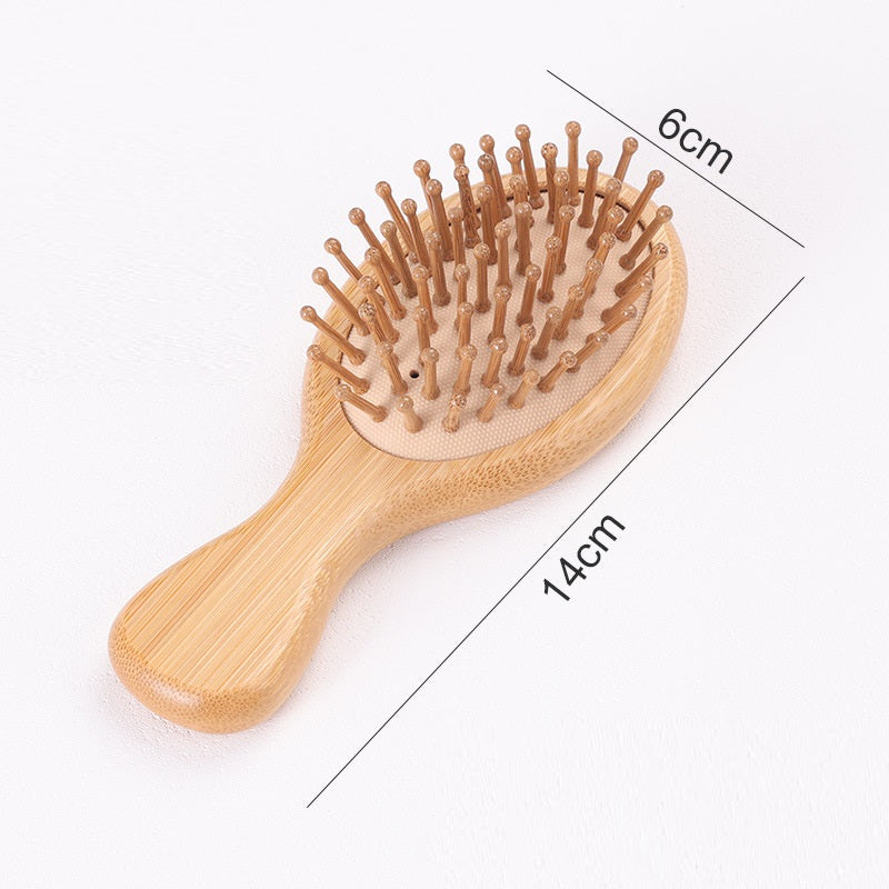 Brosse à cheveux ergonomique 19cm en bois naturel avec picots ronds pour un coiffage doux
