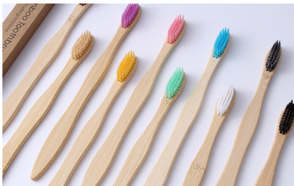 Lot de brosses à dents bambou écologique avec différentes couleurs de poils par flowza