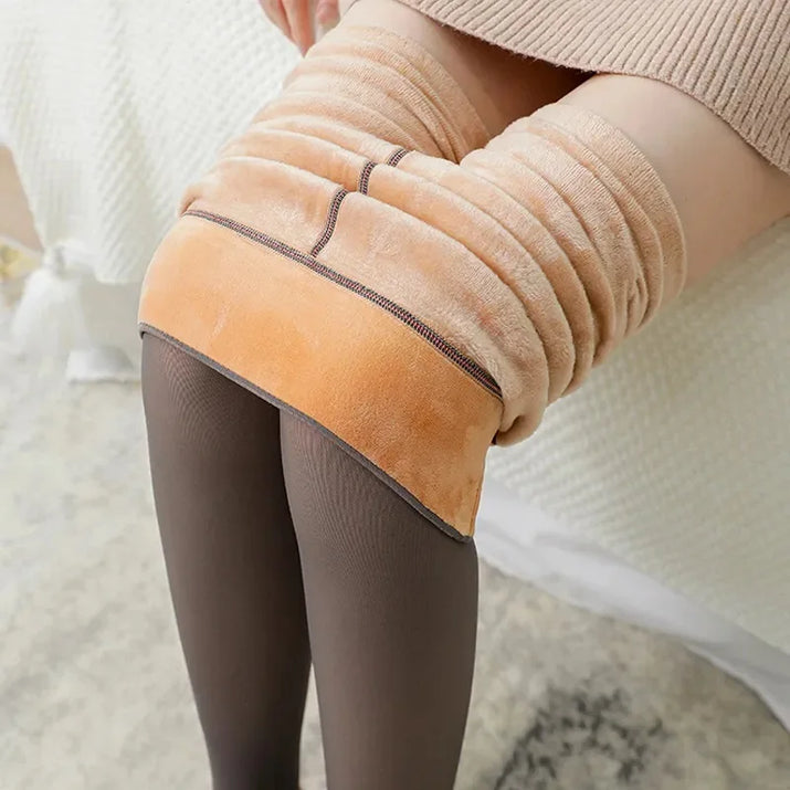 Flowza collants thermiques hiver femme in soft brown fabric for warmth and comfort during cold weather