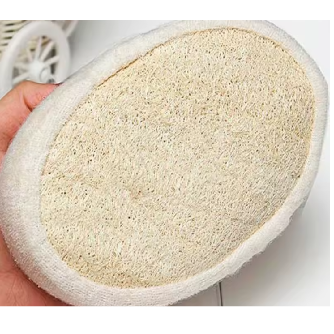 Éponge luffa bio naturelle Flowza à texture exfoliante douce pour soin du corps