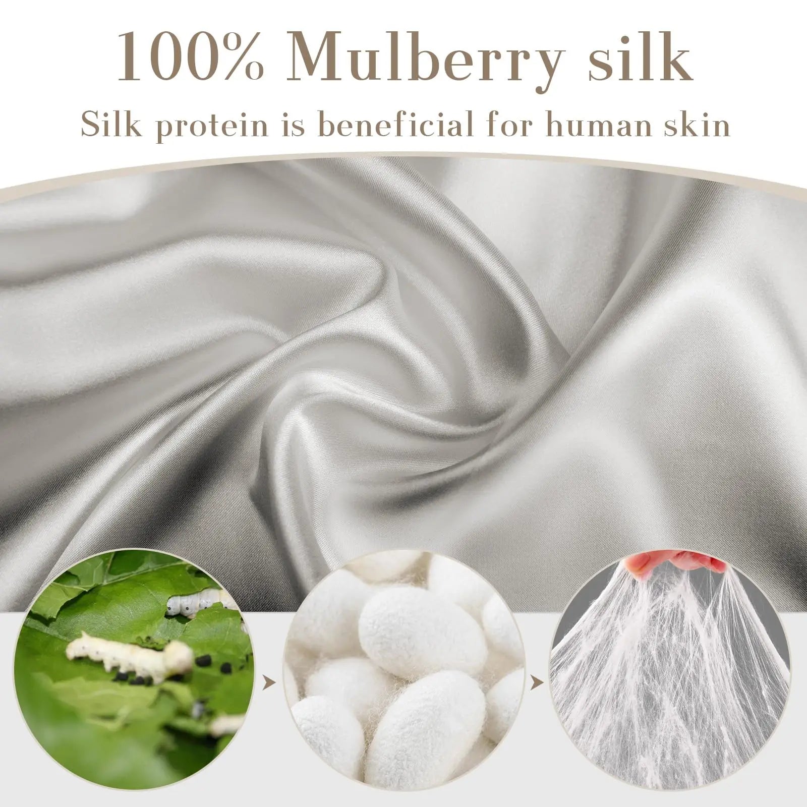 Masque de sommeil en soie mûrier 100% Mulberry silk avec protéines de soie bénéfiques pour la peau
