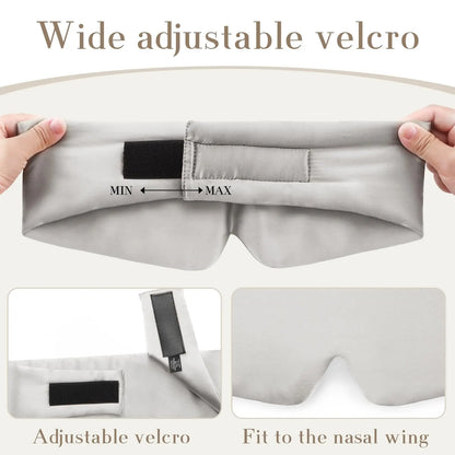 Masque de sommeil en soie mûrier avec velcro large ajustable pour un confort optimal