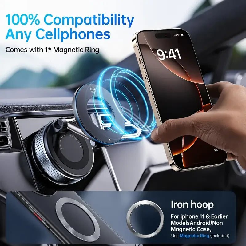 Support téléphone magnétique voiture compatible avec tous les téléphones, incluant un anneau magnétique